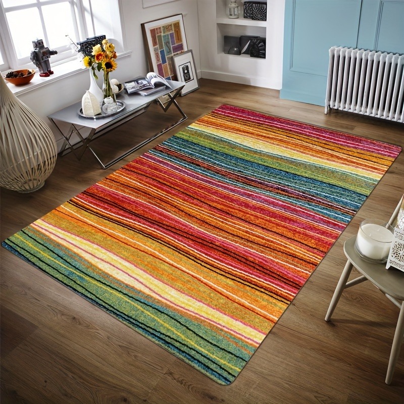 Outdoor Camping Kitchen With Sink - 1PC Rainbow lines Door Mats pattern