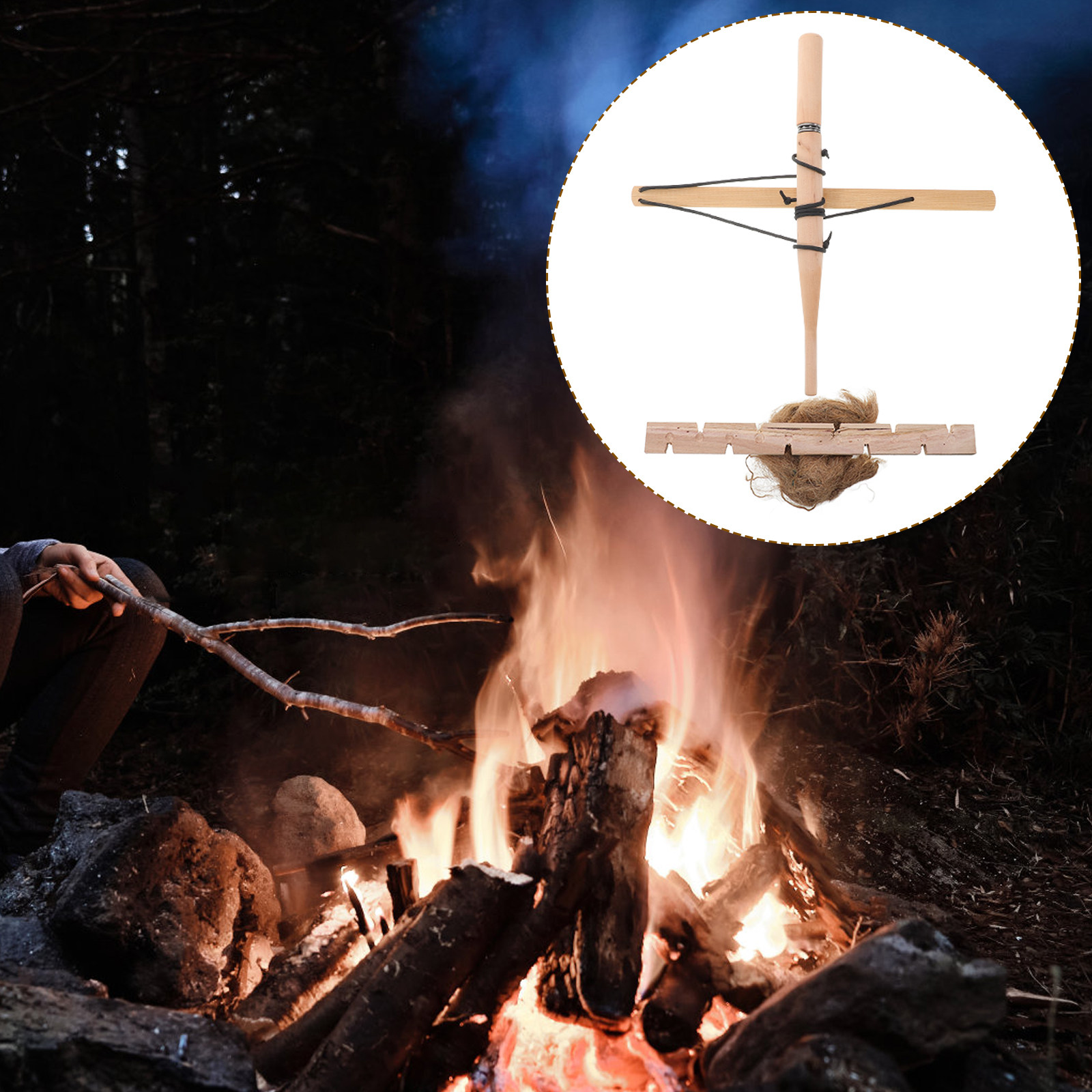 Survival Kit - Fire Starters Kit Primitive Wood Bow