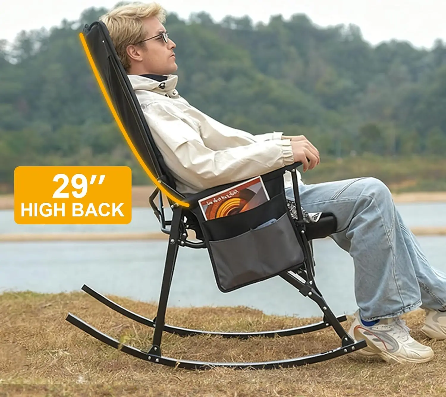 Outdoor Oversized Camping Chair - 2 Pack High Back Portable Rocking