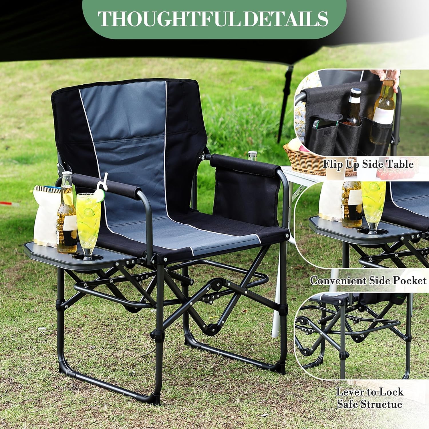 Outdoor Oversized Camping Chair - Heavy Duty Oversized Directors Camping Chairs
