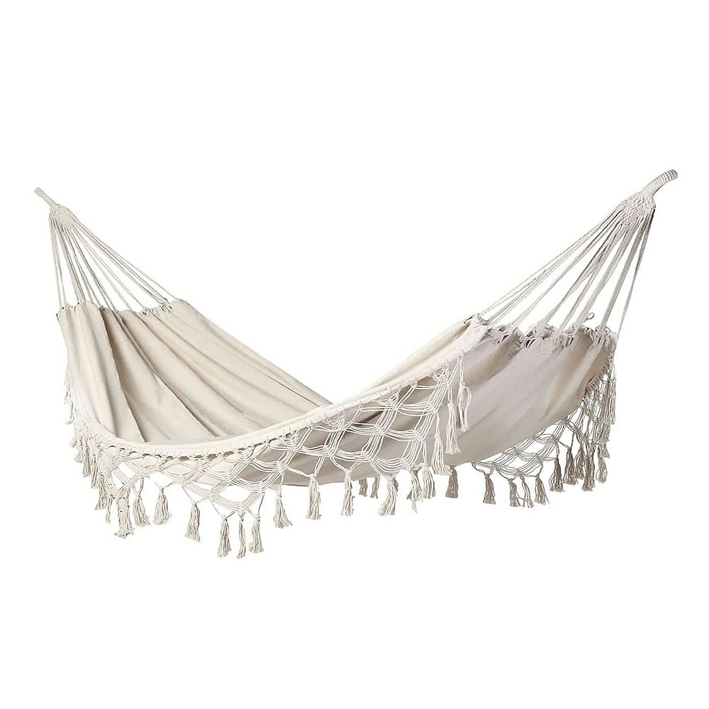 Camping Outdoor Or Indoor - Double Tassel Hammock with Swing Feature