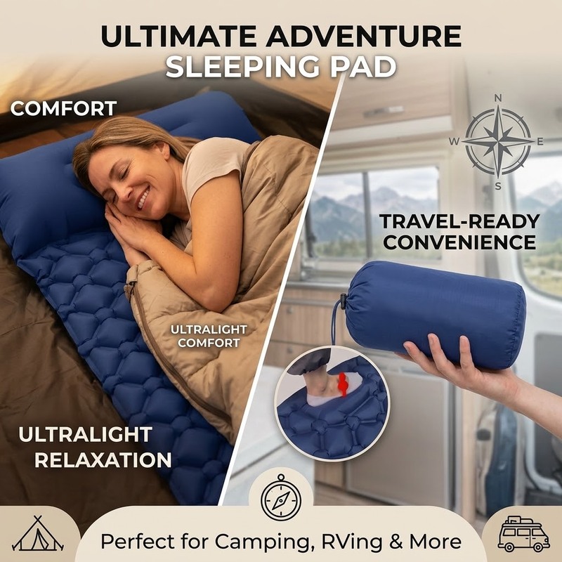 Camp Pillow Compressible - Outdoor Camping Inflatable Sleeping Pad with