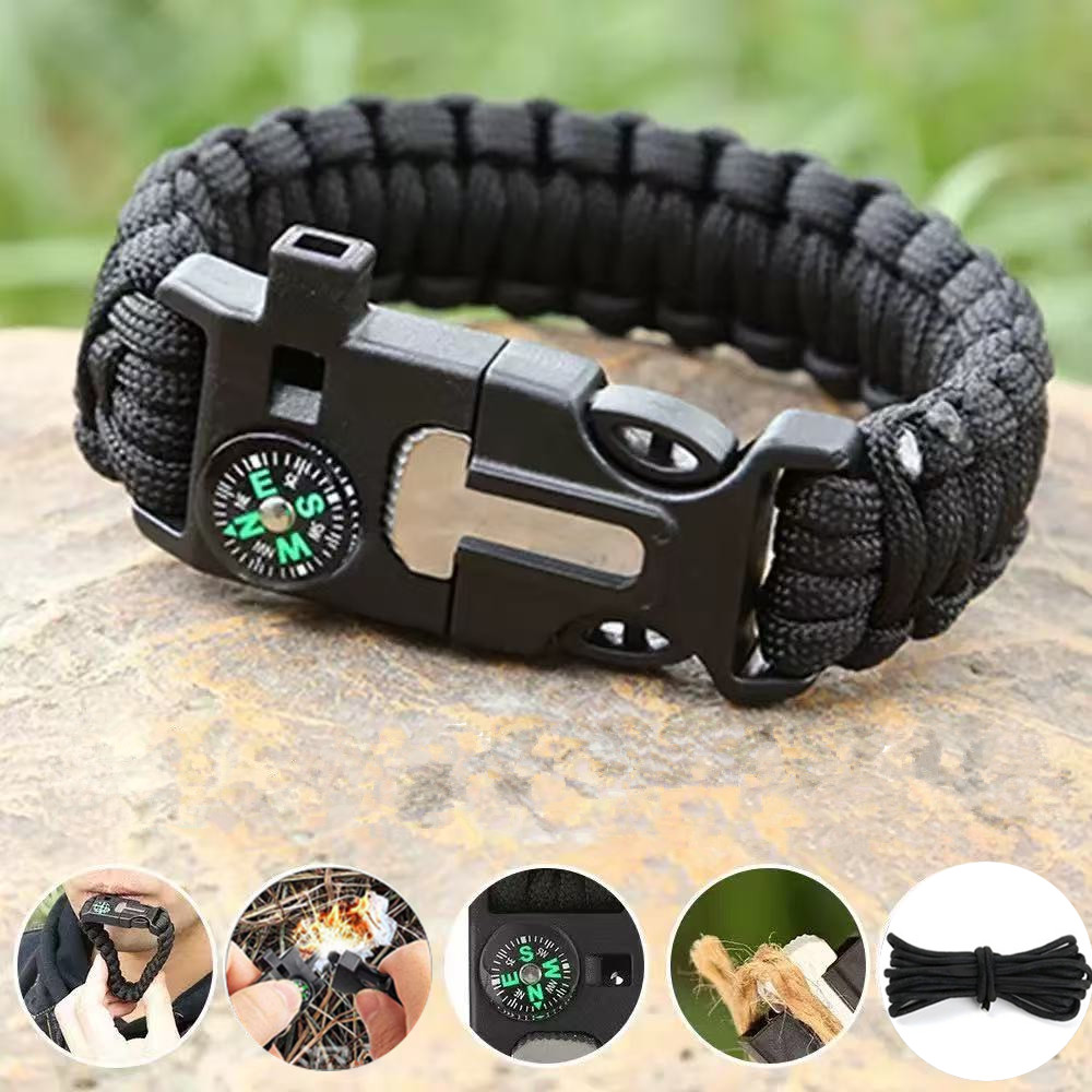 Fire Starter Flint - Five in One Compass Bracelet with