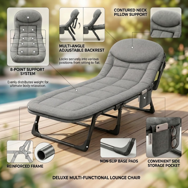Portable Folding Lounge Chair, - Outdoor Oversized Camping Chair ulasan dan harga