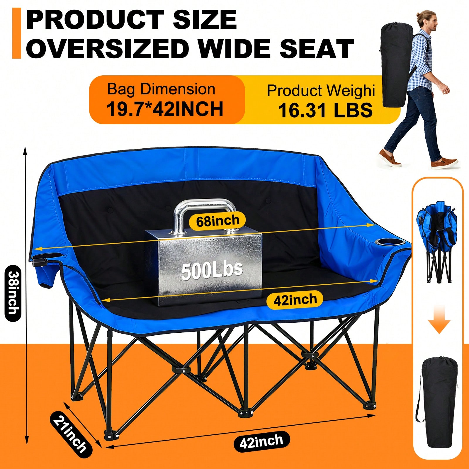 Heated Double Camping Chair He - Outdoor Oversized Camping Chair ulasan dan harga