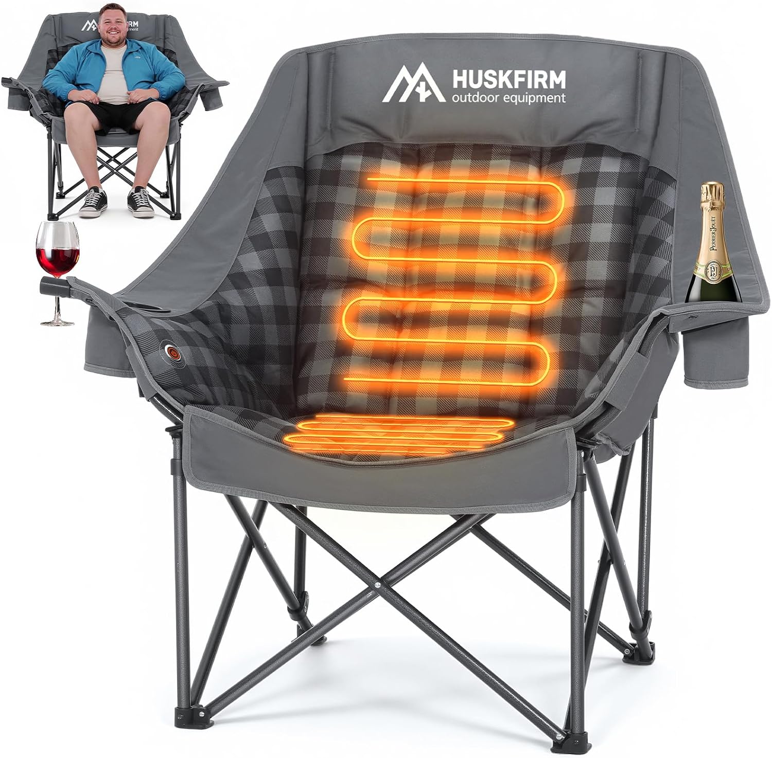 Extra-Large Heated Camp Chair  - Outdoor Oversized Camping Chair ulasan dan harga