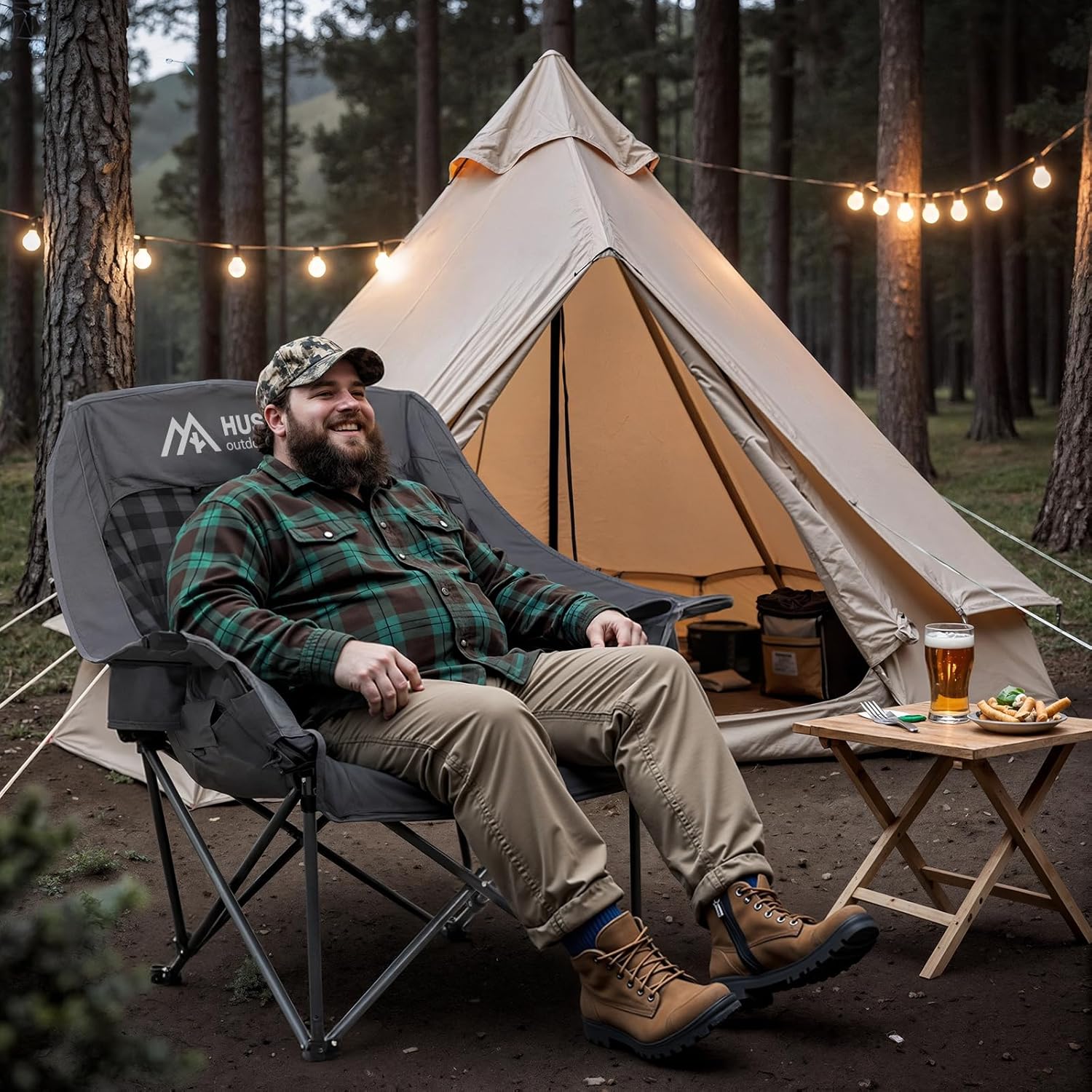 Extra-Large Heated Camp Chair  - Outdoor Oversized Camping Chair ulasan dan harga