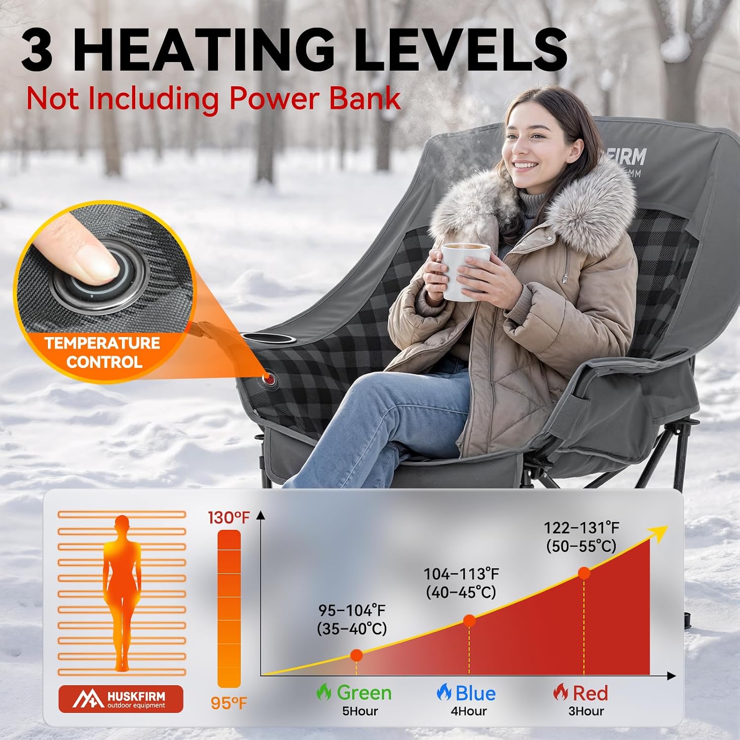 Extra-Large Heated Camp Chair  - Outdoor Oversized Camping Chair ulasan dan harga