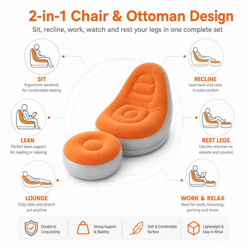 Flocking Inflatable Lazy Sofa  - Outdoor Camping Couch ulasan dan harga