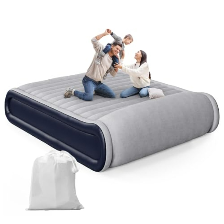 Queen Air Mattress with Built- - Camp Pillow Compressible ulasan dan harga