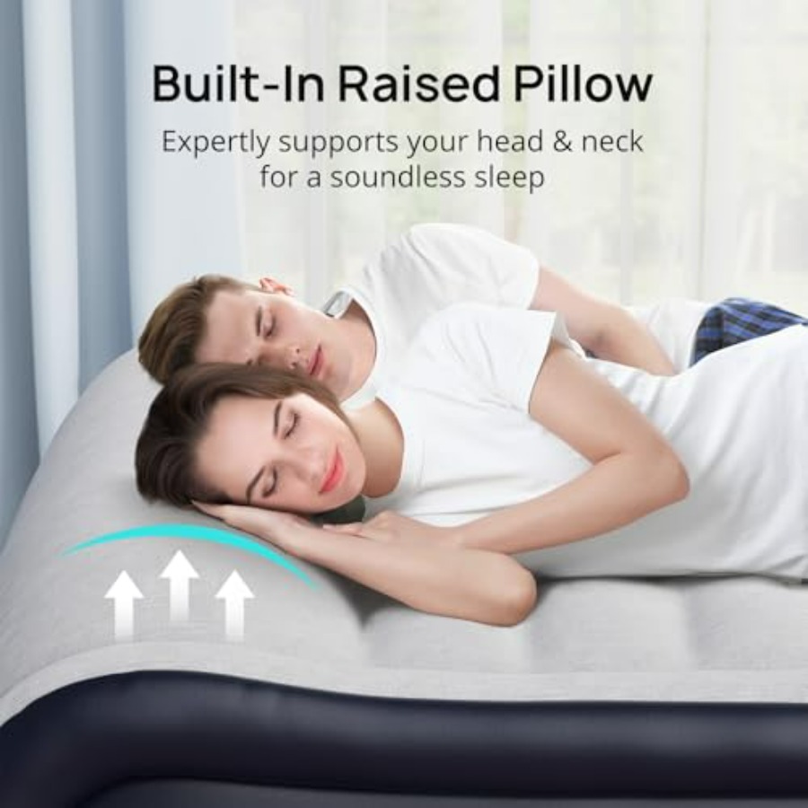 Queen Air Mattress with Built- - Camp Pillow Compressible ulasan dan harga