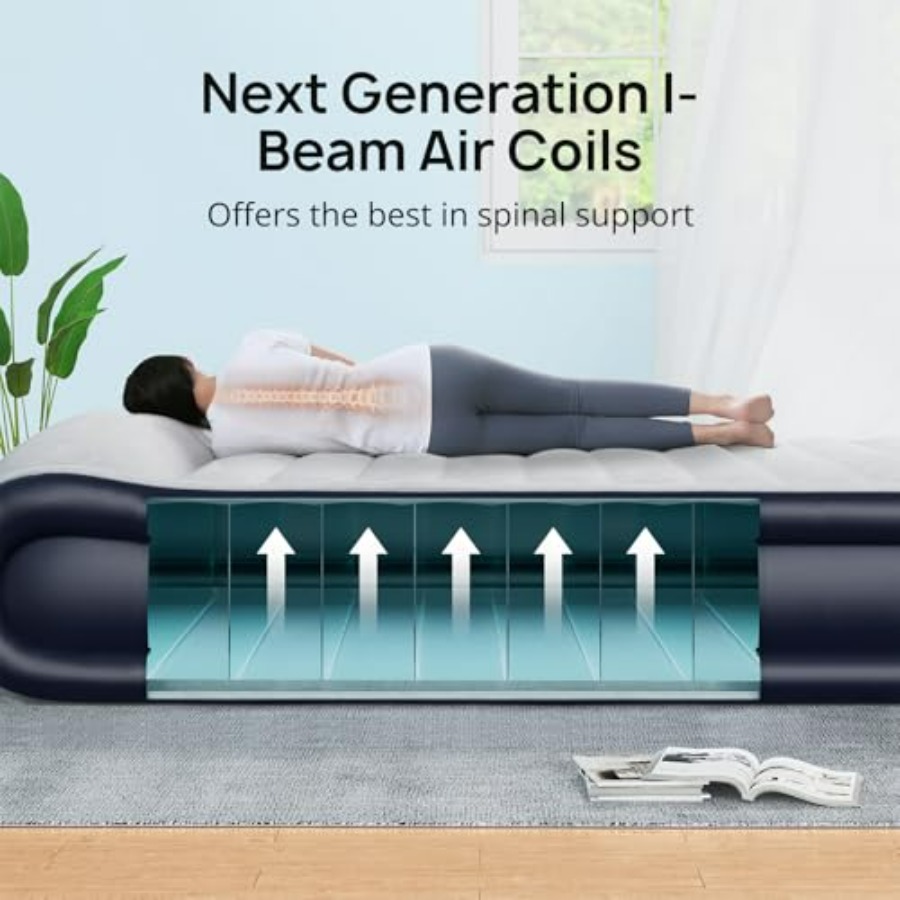 Queen Air Mattress with Built- - Camp Pillow Compressible ulasan dan harga