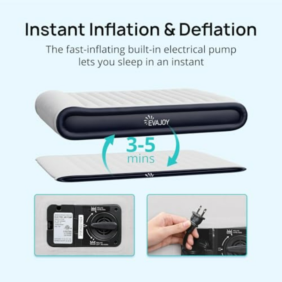 Queen Air Mattress with Built- - Camp Pillow Compressible ulasan dan harga