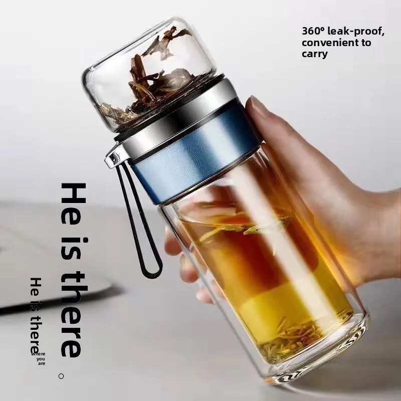 Double Layer Glass Tea Water S - Portable Water Filter ulasan dan harga