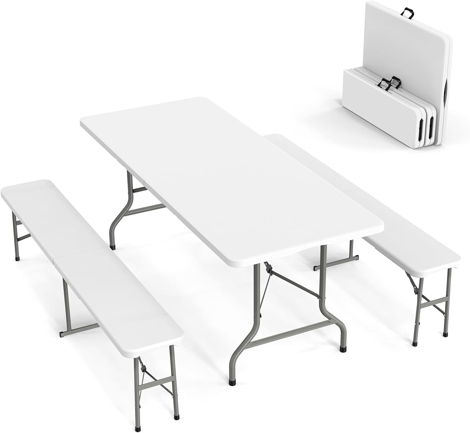 Picnic Table Set with 2 Benche - Camping Outdoor Or Indoor ulasan dan harga