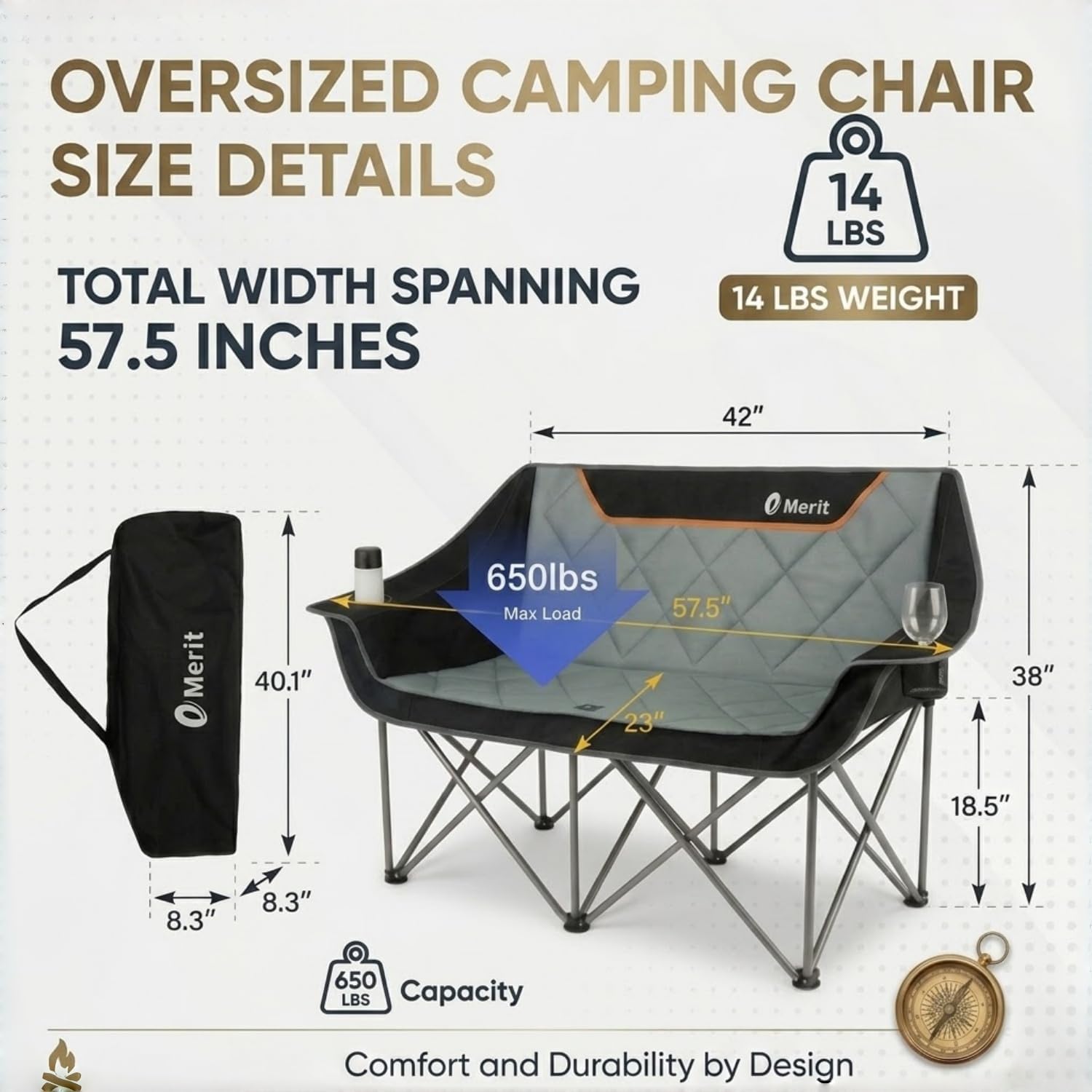 Heavy Duty 650LB Folding Campi - Outdoor Oversized Camping Chair ulasan dan harga