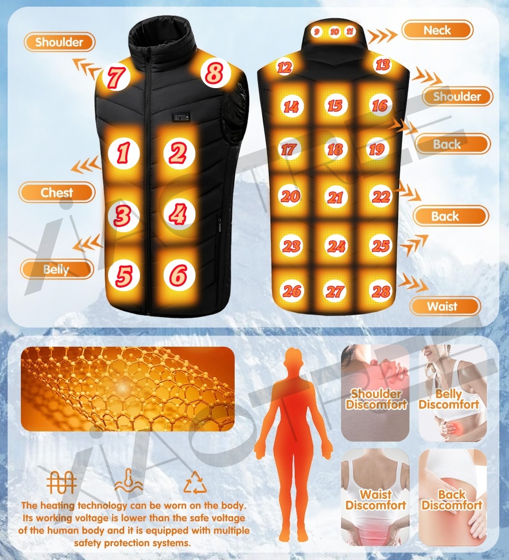 28/9 Areas Heated Vest Men Jac - Camping Outdoor Clothing ulasan dan harga