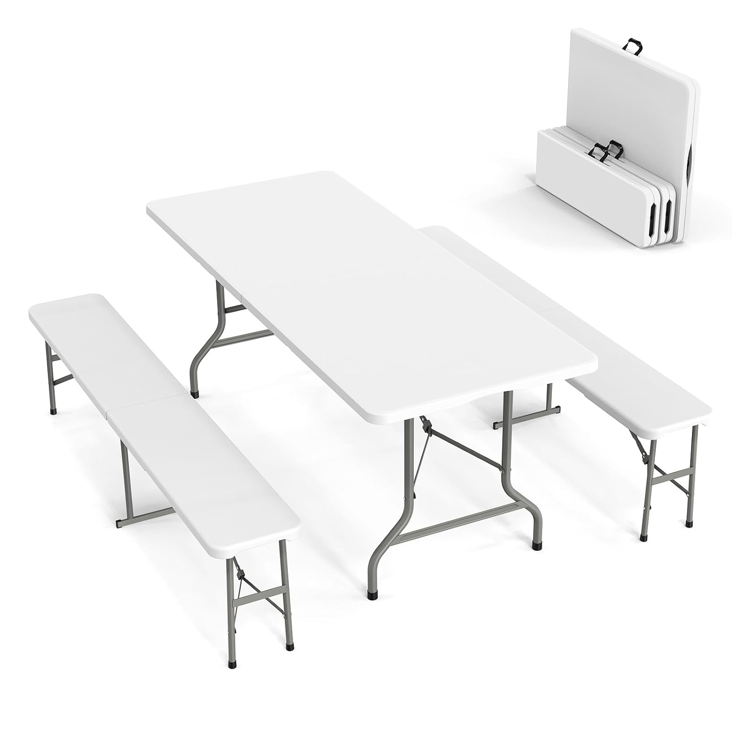 Picnic Table Set with 2 Benche - Camping Outdoor Or Indoor ulasan dan harga