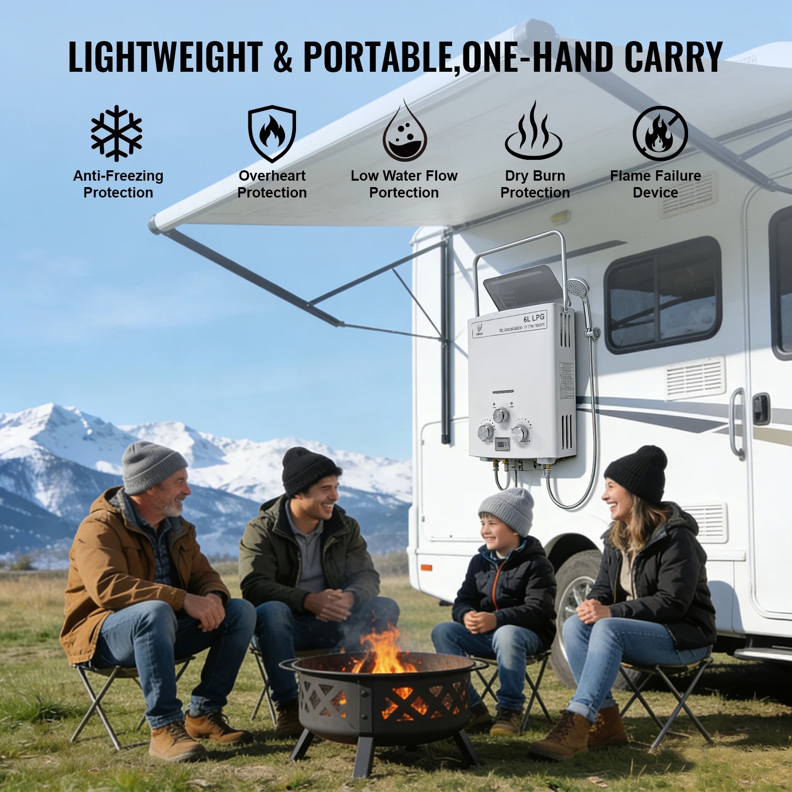 LPG Gas Water Heater|SIHAO 6L  - Outdoor Camping Hot Water Heater ulasan dan harga