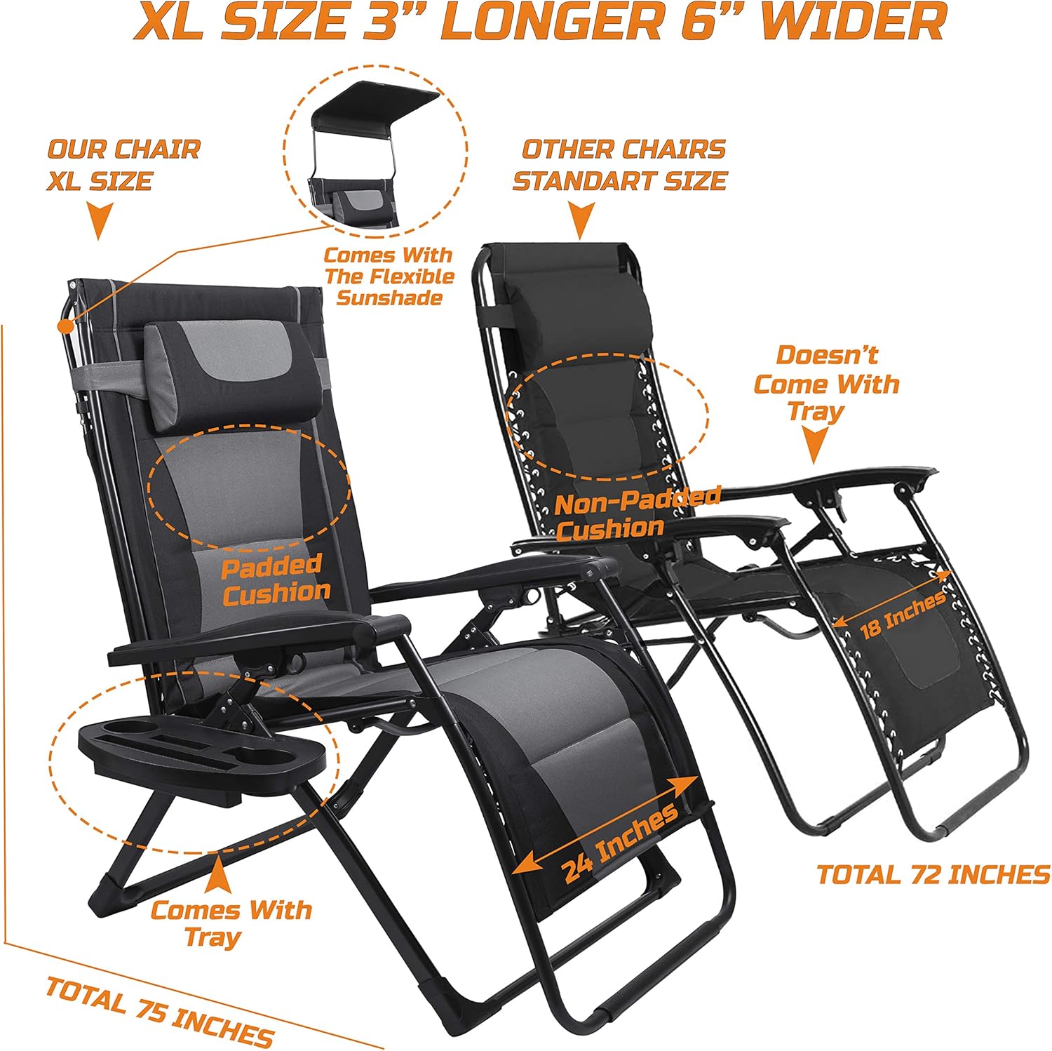 XXL Oversize Recliner Folding  - Outdoor Oversized Camping Chair ulasan dan harga